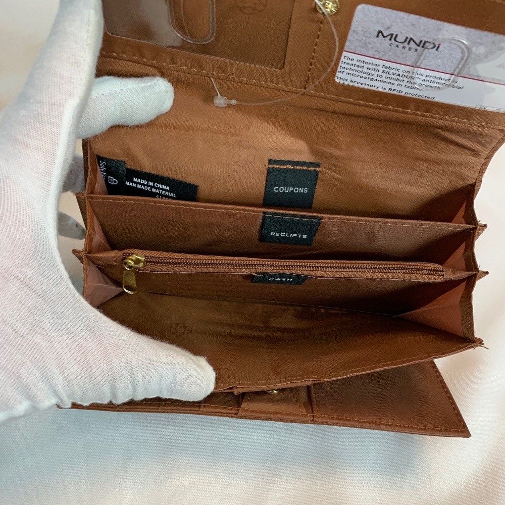 NWOT SafeKeeper Brand Brown with Colorful Stripes Trifold RFID Wallet! - Picture 9 of 12